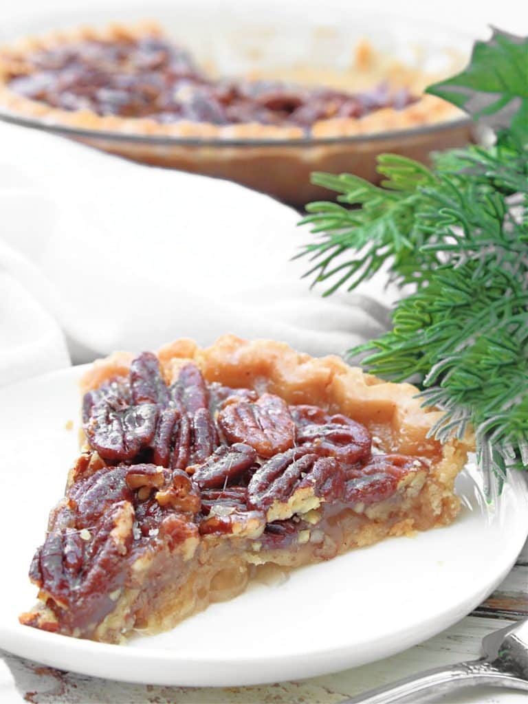 Vegan Pecan Pie ~ Six simple ingredients are all you need for this plant-based version of classic pecan pie!