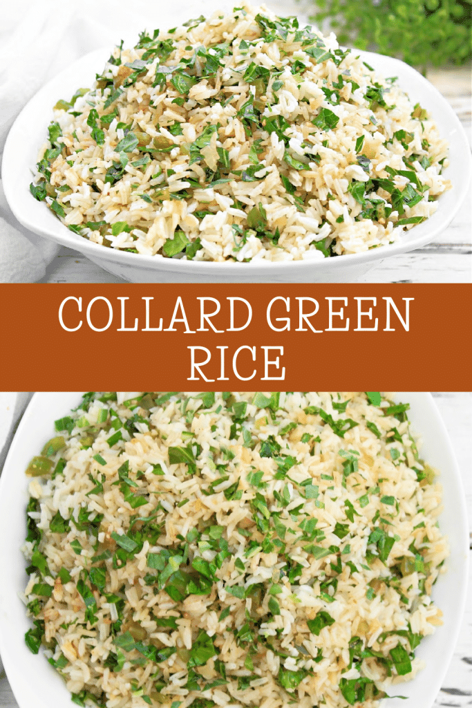 Collard Greens Rice ~ Easy recipe for Creole-spiced rice studded with collard greens, onions, bell peppers, and garlic!