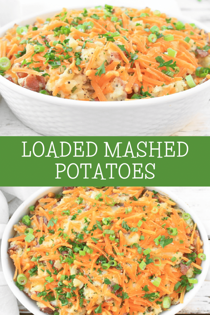 Loaded Mashed Potatoes ~ All the goodness of a classic loaded baked potato in an easy casserole dish! Easy side dish for the holidays!