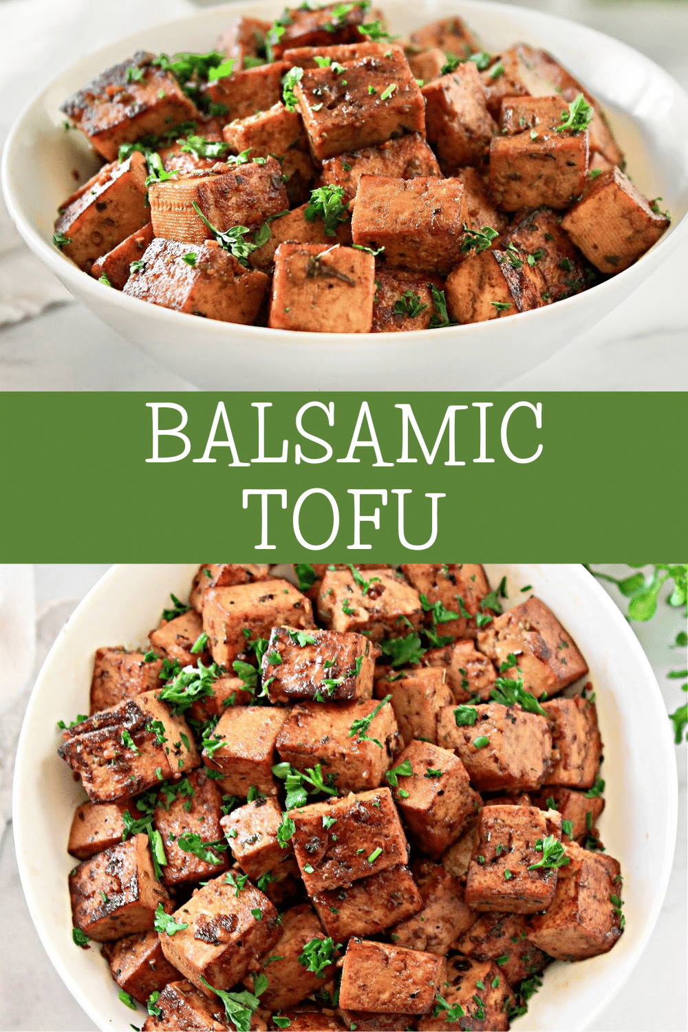 Balsamic Tofu ~ Extra-firm tofu marinated in a savory and tangy sauce then pan-fried until lightly crisp. Easy and perfect for meal prep! via @thiswifecooks