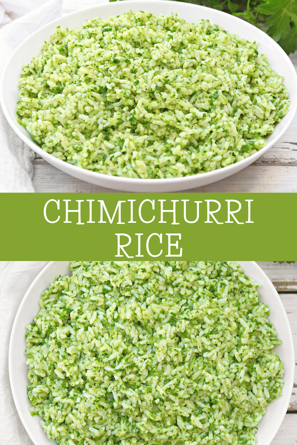 Chimichurri Rice ~ Fluffy rice with homemade chimichurri sauce - simple ingredients that bring a taste of South America to the table! via @thiswifecooks