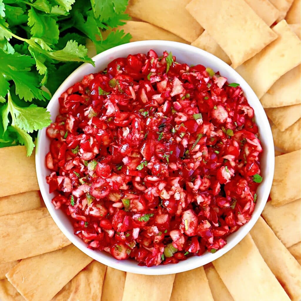 Cranberry Salsa ~ Sweet and spicy cranberry salsa is easy to make ahead and perfect for the holiday season!