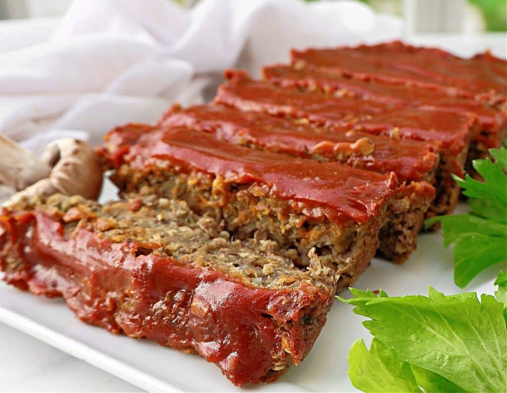 Mushroom Lentil Loaf ~ A hearty lentil loaf with a savory blend of brown lentils, cremini mushrooms, and aromatic seasonings.