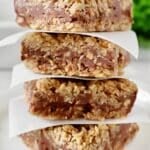 Peanut Butter Chocolate Oatmeal Bars ~ Sweet treat that's super easy to make with a buttery oatmeal base, layer of rich chocolate and peanut butter, and a crumbly oatmeal topping.