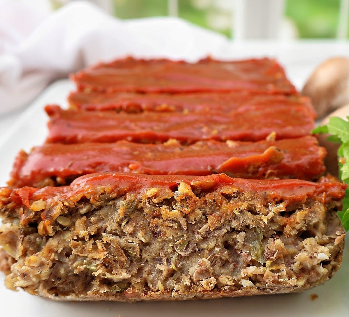 Mushroom Lentil Loaf ~ A hearty lentil loaf with a savory blend of brown lentils, cremini mushrooms, and aromatic seasonings.