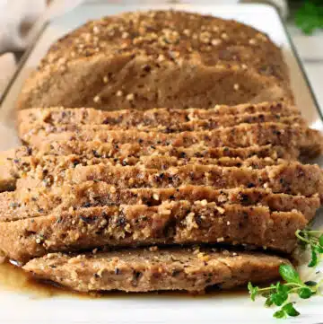 Vegan Pot Roast ~ Hearty plant-based seitan roast with the savory flavor of traditional pot roast. Perfect for holidays and Sunday dinner.