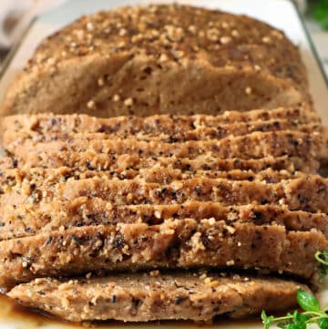 Vegan Pot Roast ~ Hearty plant-based seitan roast with the savory flavor of traditional pot roast. Perfect for holidays and Sunday dinner.