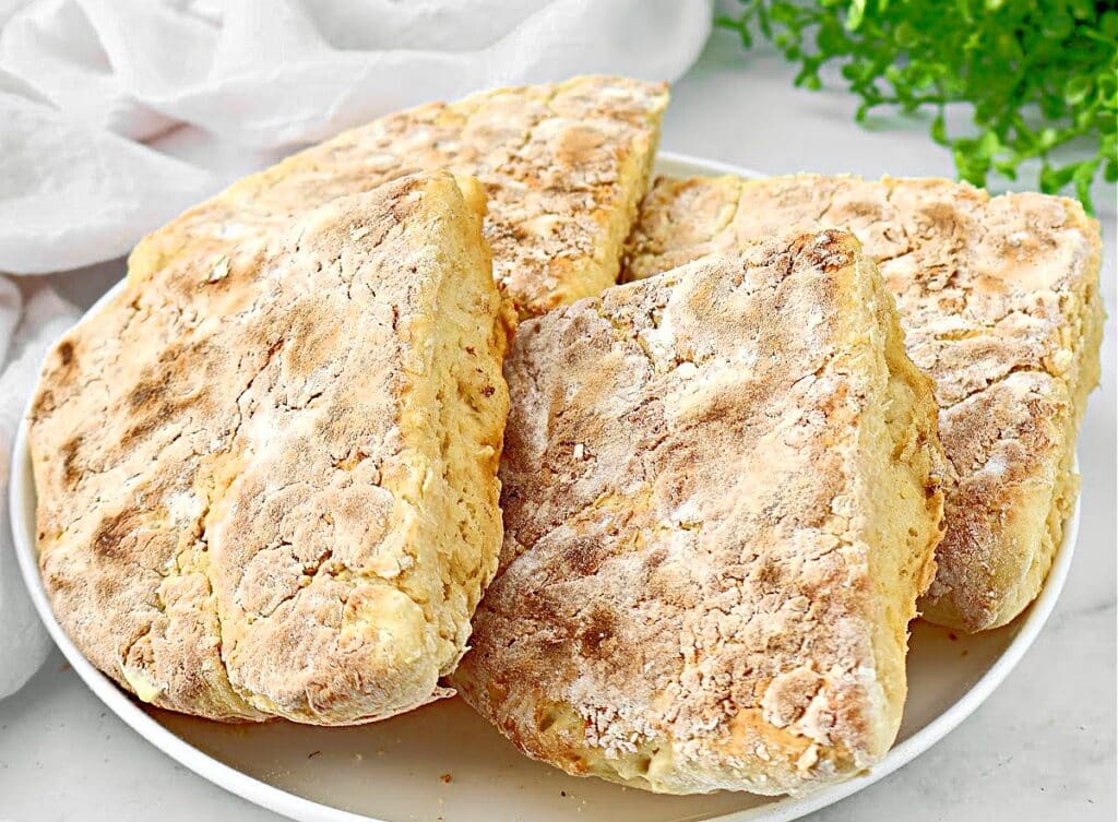 Irish Soda Farls ~ Hearty and rustic traditional Irish bread. Easy to make with simple plant-based ingredients.