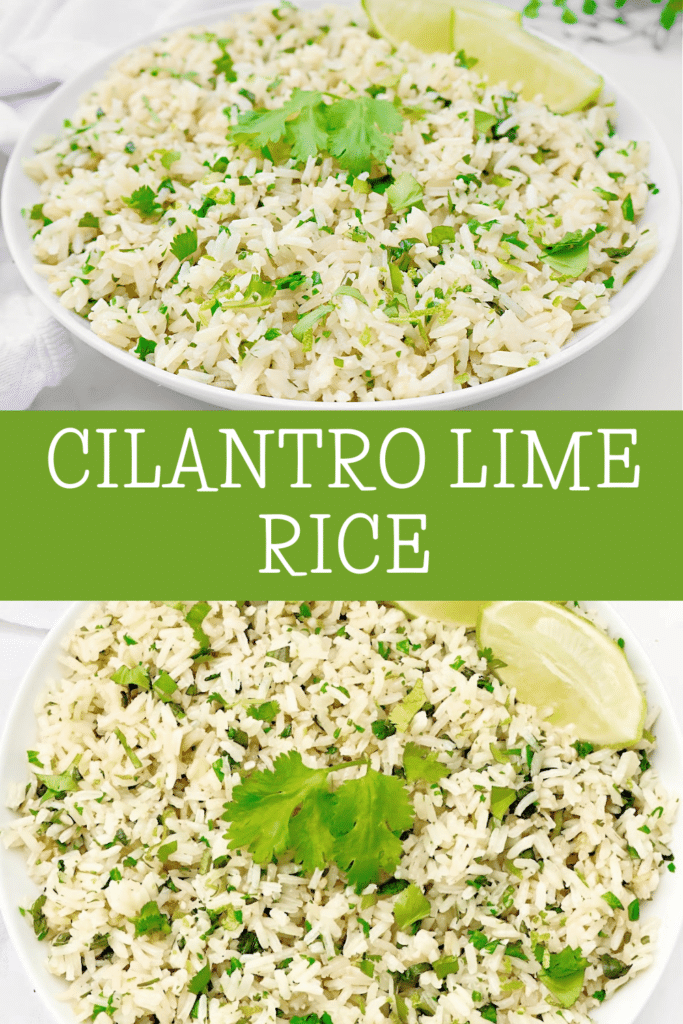 Cilantro Lime Rice ~ Simple and subtle fluffy rice infused with cilantro and lime. Pairs well with Mexican and Indian cuisines.