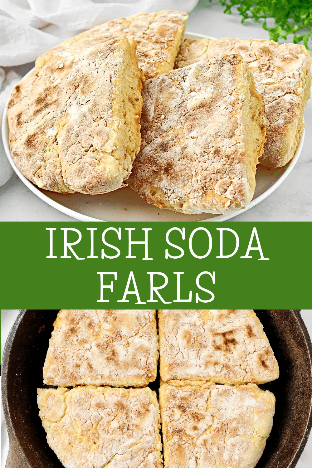 Irish Soda Farls ~ Hearty and rustic traditional Irish bread. Easy to make with simple plant-based ingredients. Vegan and Vegetarian. via @thiswifecooks