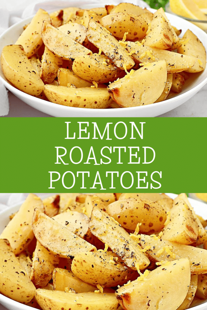 Lemon Roasted Potatoes ~ Crisp golden potatoes with a tangy blend of fresh lemon and savory fresh herbs. Easy side dish for Easter brunch!