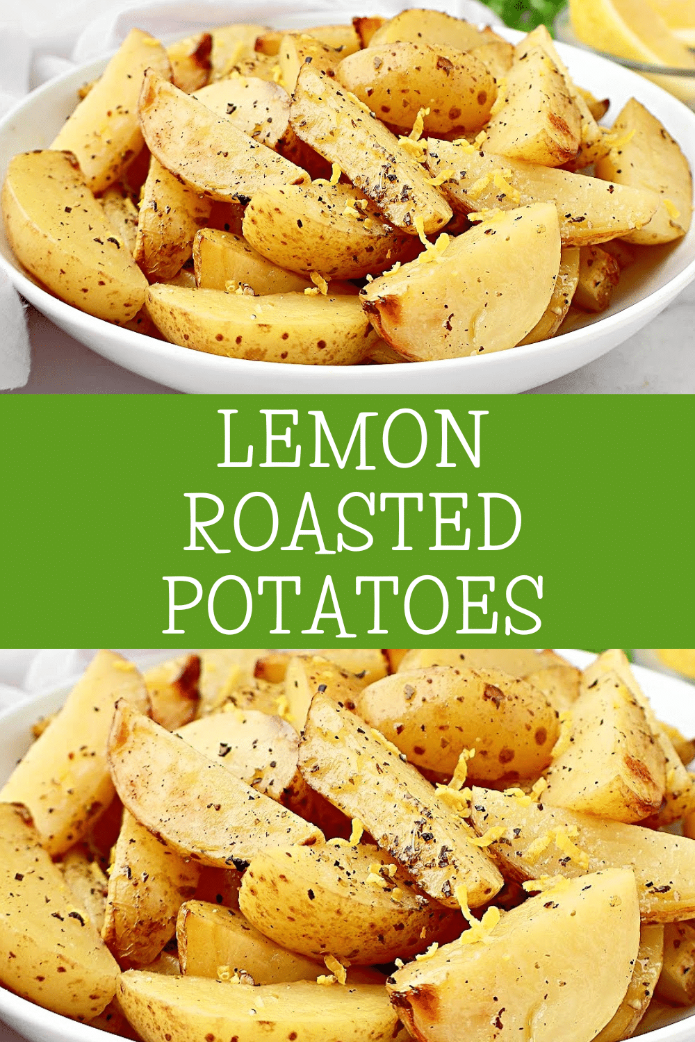 Lemon Roasted Potatoes ~ Crisp golden potatoes with a tangy blend of fresh lemon and savory fresh herbs. Easy side dish for Easter brunch! via @thiswifecooks
