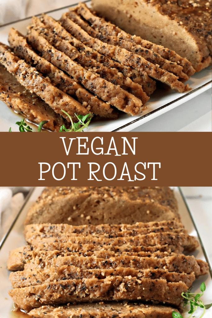 Vegan Pot Roast ~ Hearty plant-based seitan roast with the savory flavor of traditional pot roast. Perfect for holidays and Sunday dinner.