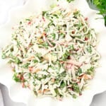 Cilantro Lime Slaw Radish Slaw ~ Easy green cabbage slaw with crunchy radishes and creamy cilantro lime dressing.