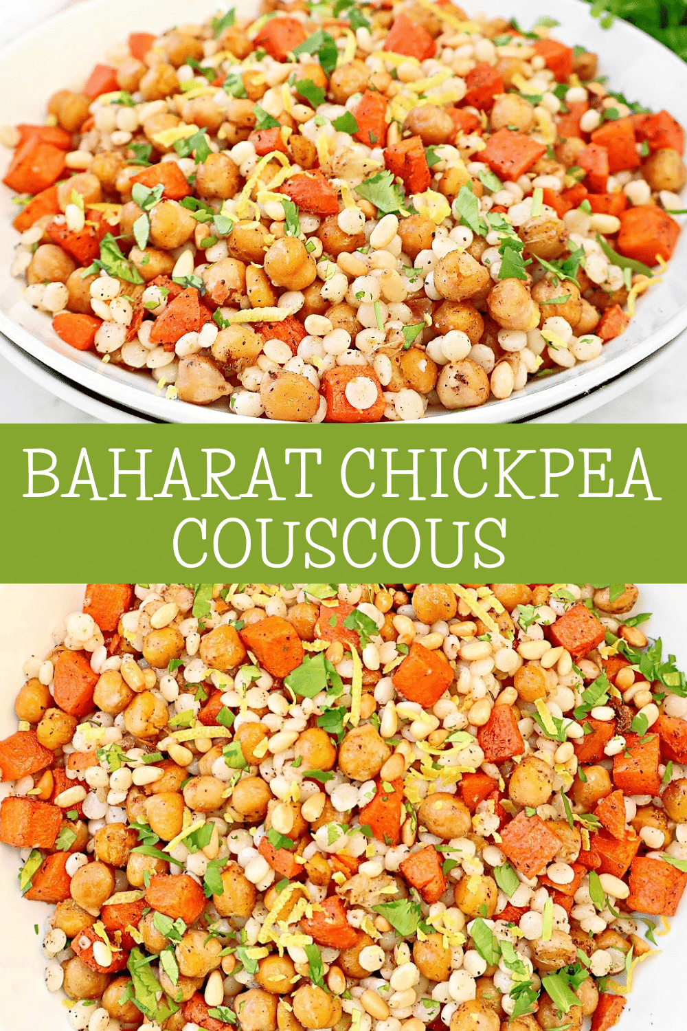 Baharat Chickpea Couscous ~ Pearl couscous with roasted chickpeas, carrots, and a warm blend of Middle Eastern spices. via @thiswifecooks