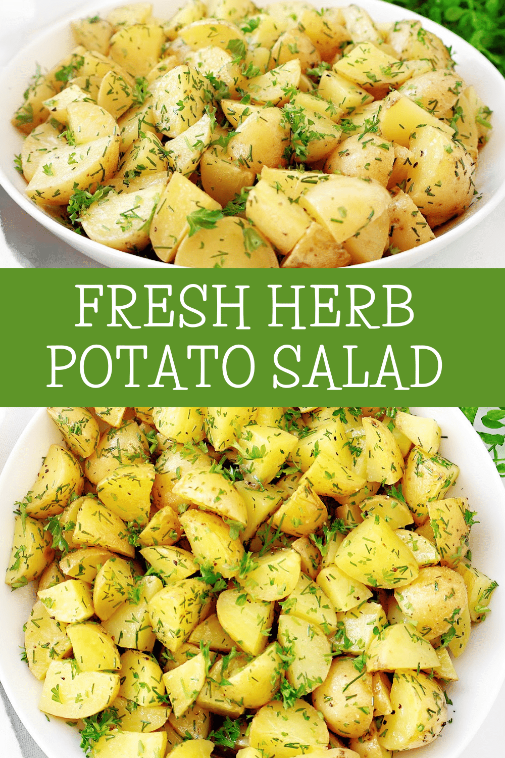 Fresh Herb Potato Salad ~ Roasted potatoes with simple seasonings and garden-fresh herbs. Naturally vegan.  via @thiswifecooks