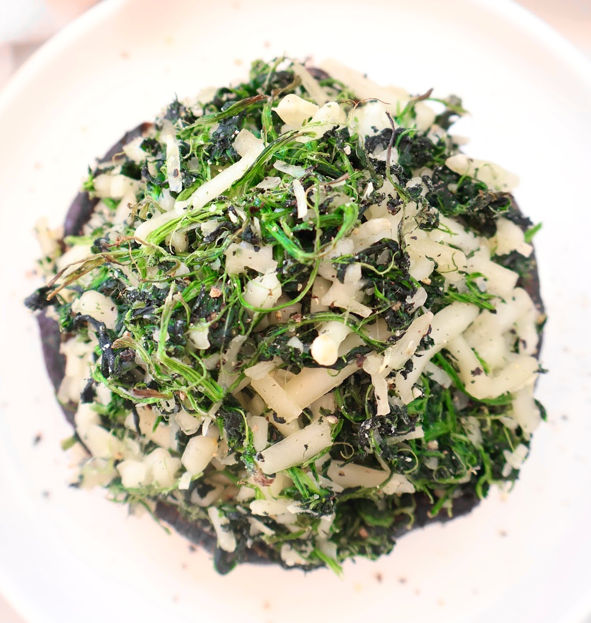 Spinach Stuffed Portobello Mushrooms ~  Tender portobello mushrooms filled with a savory mixture of spinach and cheese.