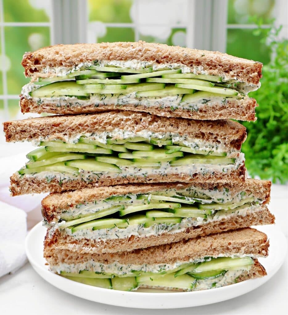 Garden Herb Cucumber Sandwiches ~ Classic cucumber sandwiches with fresh herbs and simple seasonings.