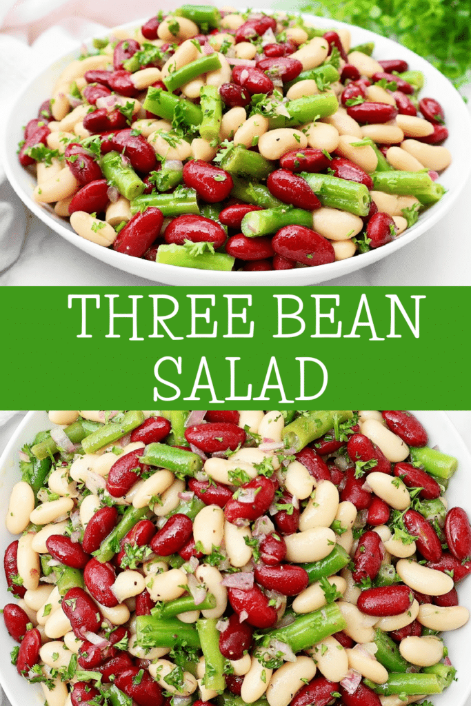 Three Bean Salad ~ A vibrant and refreshing blend of colorful beans tossed in a tangy dressing. A summer favorite!