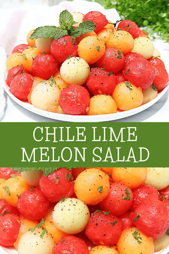 Chile Lime Melon Salad ~ Fresh, juicy melon balls tossed in a tangy chile lime dressing, perfect for a refreshing summer dish.