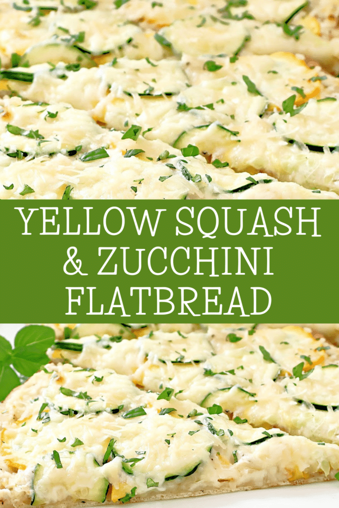 Summer Squash Flatbread ~ Light seasonal flatbread featuring garden-fresh summer squash and zucchini with a tangy ricotta base.