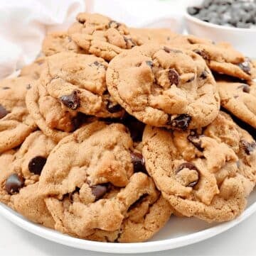 Almond Butter Chocolate Chip Cookies ~ Chewy and sweet almond butter cookies studded with dark chocolate. Dairy-free recipe.