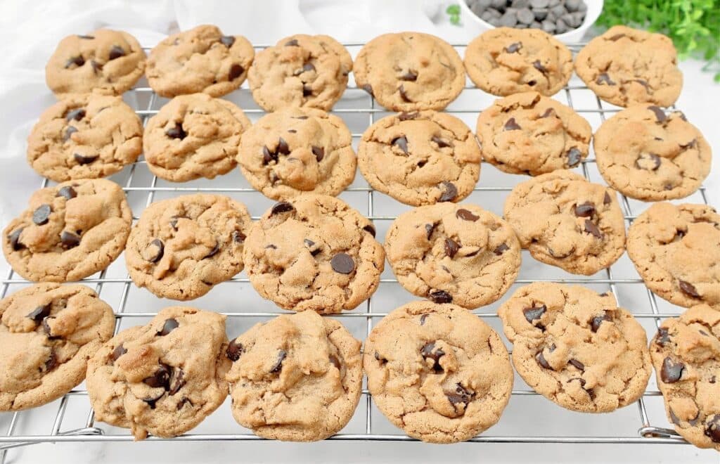 Almond Butter Chocolate Chip Cookies ~ Chewy and sweet almond butter cookies studded with dark chocolate. Dairy-free recipe.