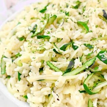 Zucchini Rice ~ A simple and flavorful side dish featuring creamy rice and fresh garden zucchini, perfect for late summer!