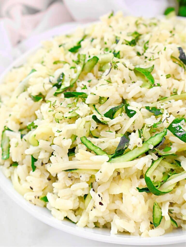 Zucchini Rice ~ A simple and flavorful side dish featuring creamy rice and fresh garden zucchini, perfect for late summer!