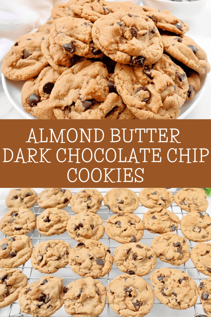 Almond Butter Chocolate Chip Cookies ~ Chewy and sweet almond butter cookies studded with dark chocolate. Dairy-free recipe.