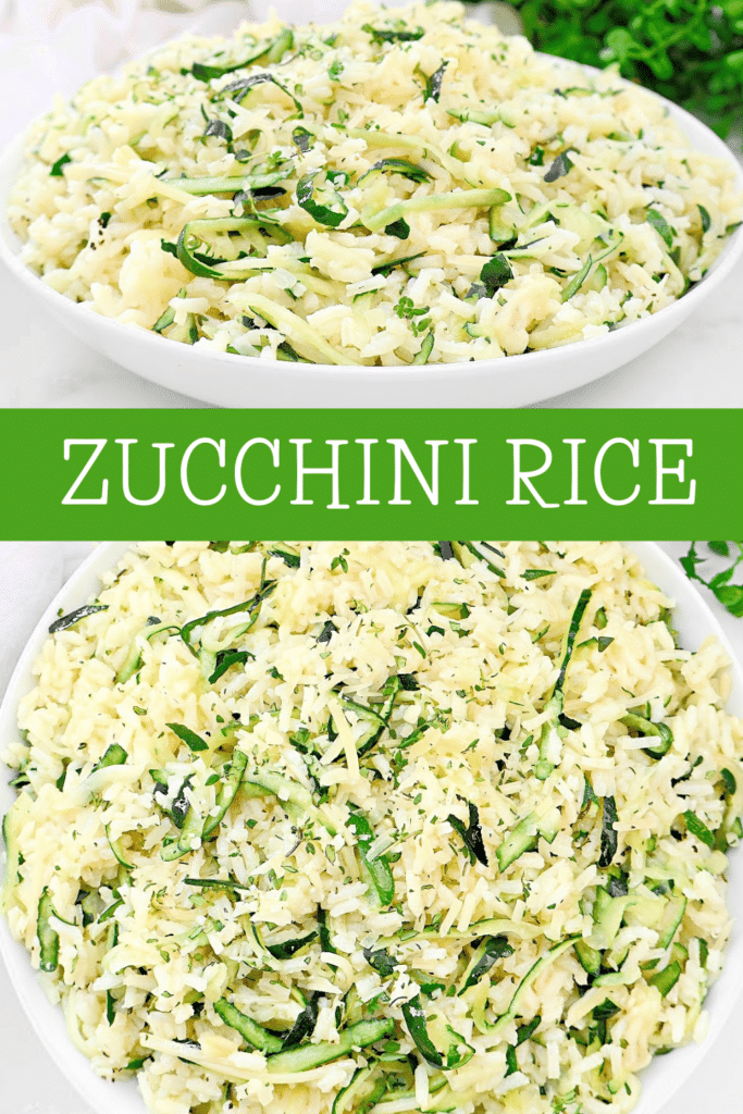 Zucchini Rice ~ A simple and flavorful side dish featuring creamy rice and fresh garden zucchini, perfect for late summer!