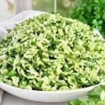 Spinach Rice ~ Fluffy white rice mixed with fresh spinach and cilantro for an easy and flavorful side dish.