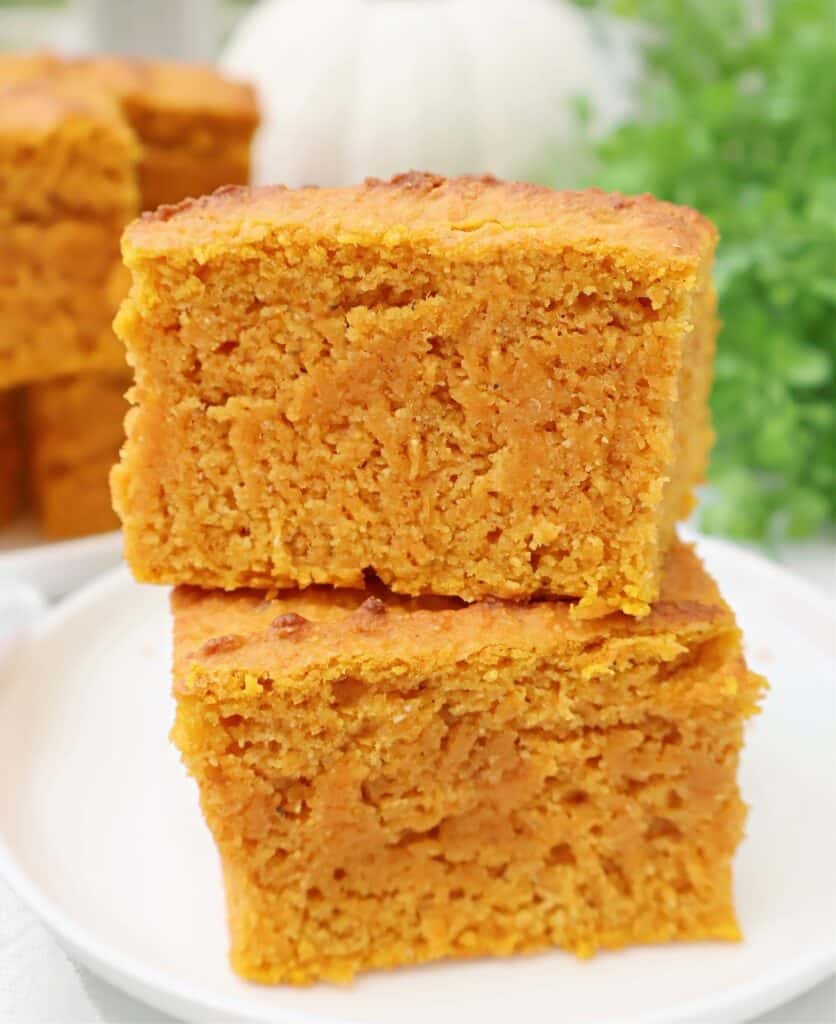 Pumpkin Spice Cornbread ~ Pumpkin cornbread infused with the autumn spices of cinnamon, nutmeg, and cloves.