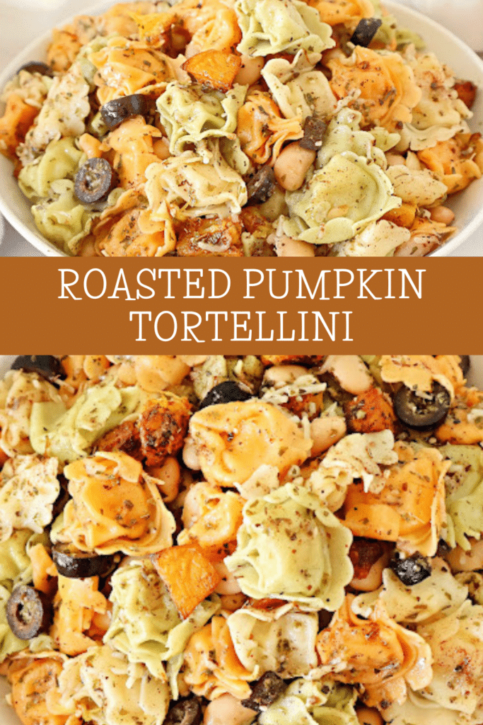 Tortellini with Pumpkin and White Beans ~ Cozy one-pot pasta dinner that's perfect for the fall season! Vegetarian or vegan.