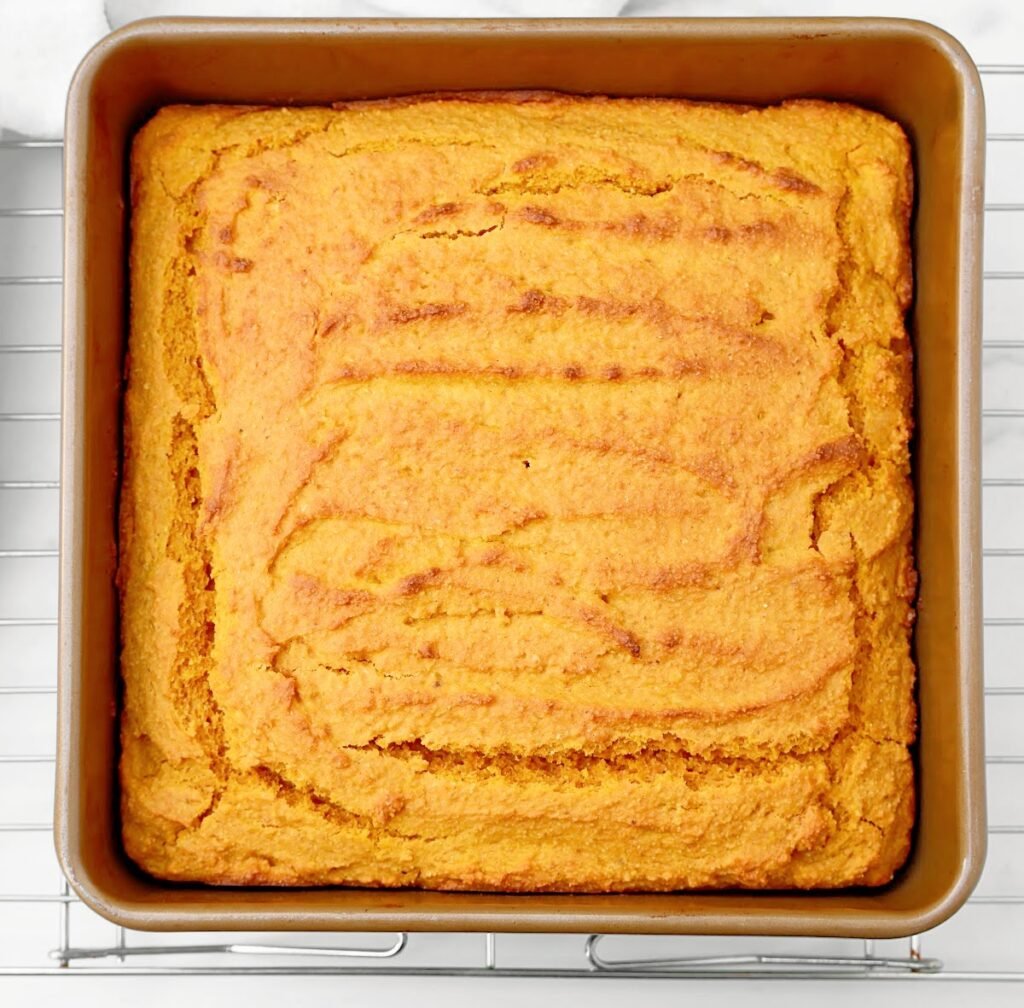 Pumpkin Spice Cornbread ~ Pumpkin cornbread infused with the autumn spices of cinnamon, nutmeg, and cloves.