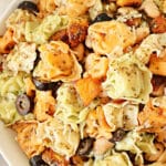 Tortellini with Pumpkin and White Beans ~ Cozy one-pot pasta dinner that's perfect for the fall season! Vegetarian or vegan.