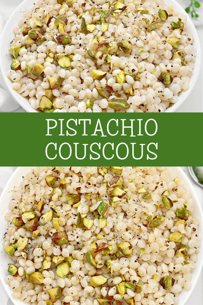 Pistachio Couscous ~ Quick and simple recipe for lightly seasoned pearl couscous studded with crunchy pistachios.