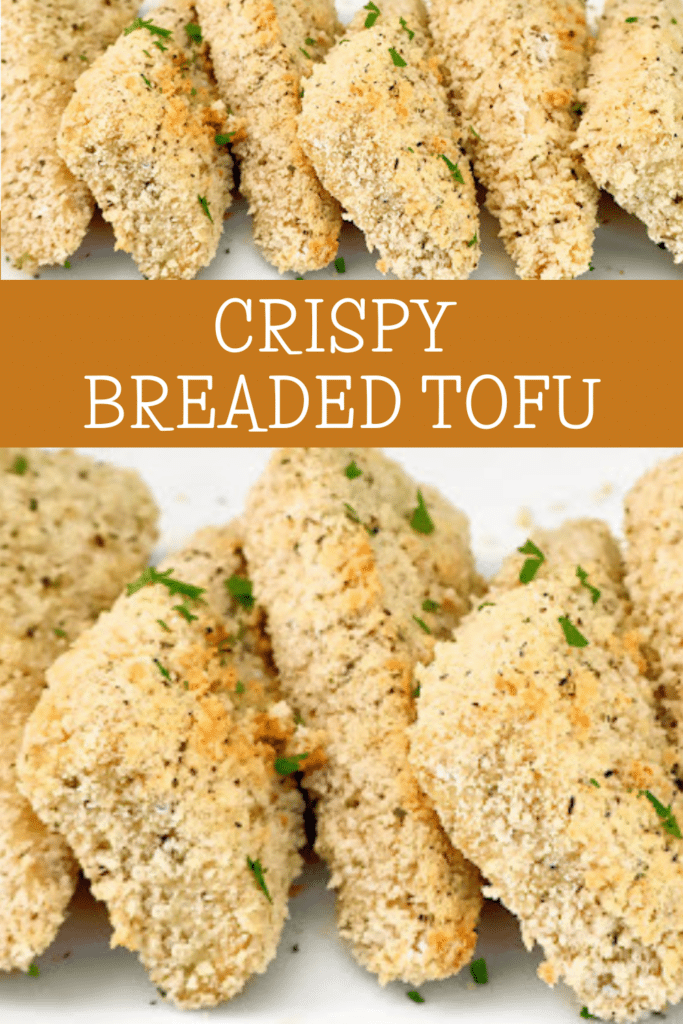 Crispy Breaded Tofu ~ Extra-firm tofu steaks coated in savory seasonings and breadcrumbs, then baked to golden perfection.