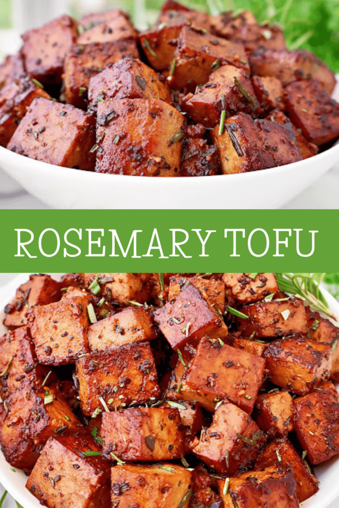 Rosemary Tofu ~ Extra-firm tofu marinated in a savory, tangy rosemary-infused sauce, then pan-fried until lightly crisp. Easy vegan dinner.