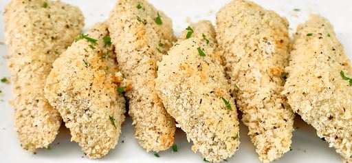 Crispy Breaded Tofu ~ Extra-firm tofu steaks coated in savory seasonings and breadcrumbs, then baked to golden perfection.