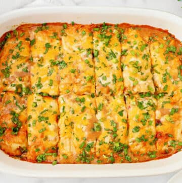 Tamale Casserole ~ Easy and comforting Tex-Mex dish made with your favorite premade tamales and a rich, cheesy sauce.