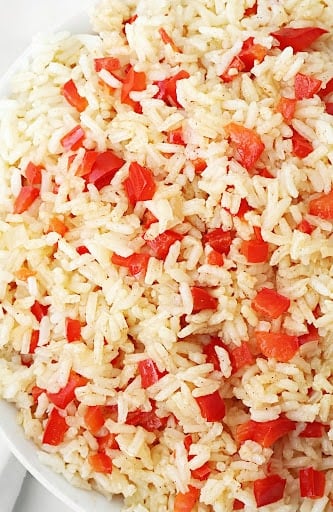 Red Pepper Rice ~ Simple rice dish that combines the natural sweetness of fresh bell peppers with warm, earthy spices.