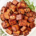 Rosemary Tofu ~ Extra-firm tofu marinated in a savory, tangy rosemary-infused sauce, then pan-fried until lightly crisp. Easy vegan dinner.