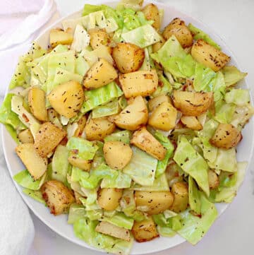 Potatoes and Cabbage ~ Green cabbage sauteed with Yukon Gold potatoes and savory seasonings.