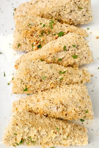 Crispy Breaded Tofu ~ Extra-firm tofu steaks coated in savory seasonings and breadcrumbs, then baked to golden perfection.