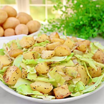 Potatoes and Cabbage ~ Green cabbage sauteed with Yukon Gold potatoes and savory seasonings.