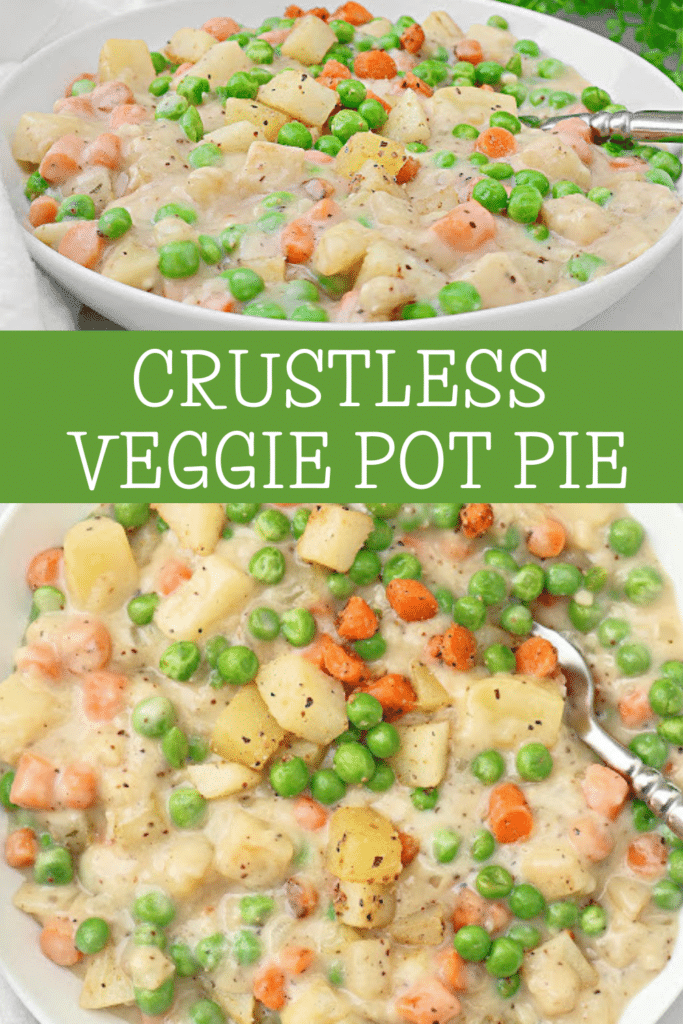 Crustless Veggie Pot Pie ~ All the filling of a classic pot pie with none of the crust! Serve over biscuits for a hearty homestyle dinner.