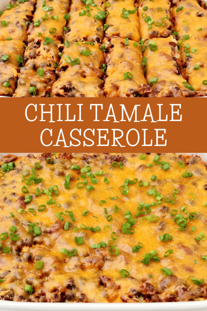 Chili Tamale Casserole ~ Easy Tex-Mex bake with premade tamales, chili, and cheese. A dinner saver on a busy weeknight!