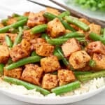 Green Beans and Tofu Stir-Fry ~ Plant-based stir-fry featuring protein-packed tofu, fresh green beans, and a savory sauce.