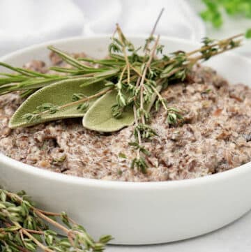 Savory Herb Mushroom Dip ~ Earthy and rustic dip with sautéed mushrooms and a blend of fresh aromatic herbs. Serve warm or chilled.